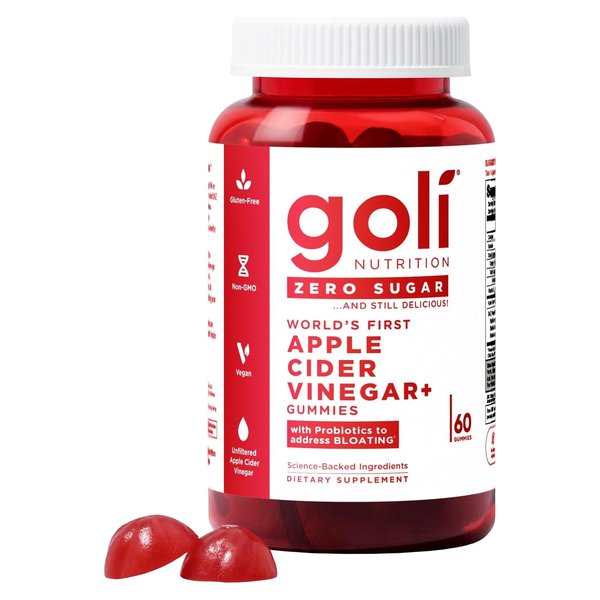 Goli Zero Sugar Apple Cider Vinegar+ gummies 60 count bottle
