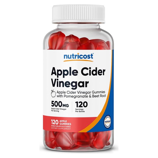 Nutricost Apple Cider Vinegar 500 mg 120 gummy bottle