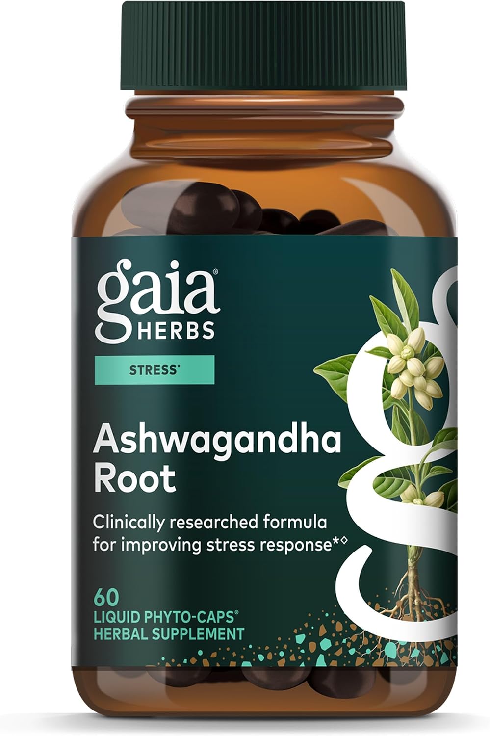 Gaia Herbs Ashwagandha Root, 60 liquid phyto-caps