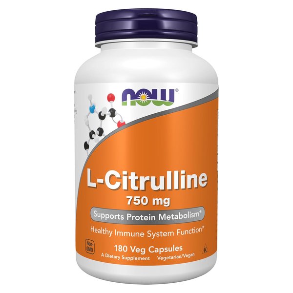 NOW L-Citrulline 750 mg 180 veg capsule bottle