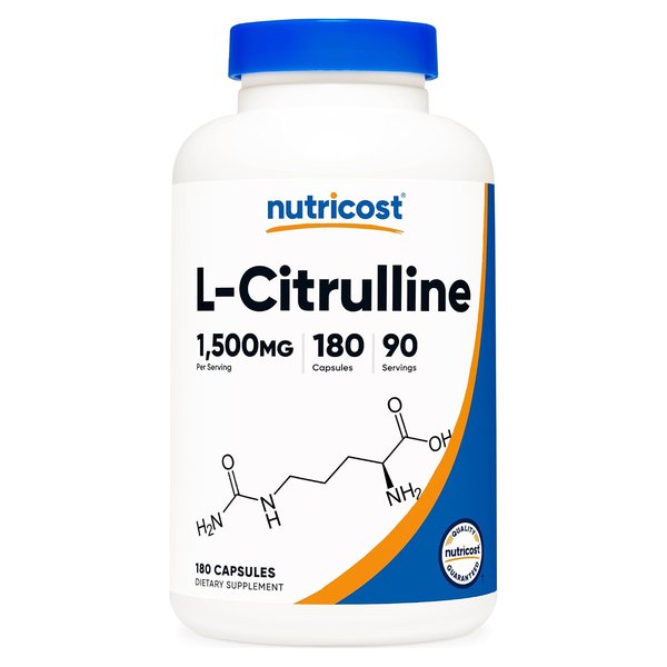 Nutricost L-Citrulline 1500 mg 180 capsule bottle