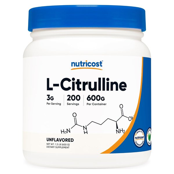 Nutricost L-Citrulline unflavored powder tub, 600 g