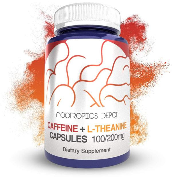 Nootropics Depot Caffeine + L-Theanine 100/200 mg, 180 capsules