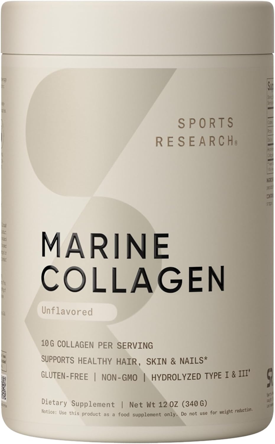 Sports Research Marine Collagen, 12 oz tub