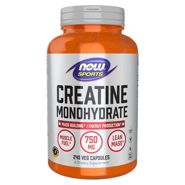 NOW Sports Creatine Monohydrate 750 mg 240 veg capsule bottle