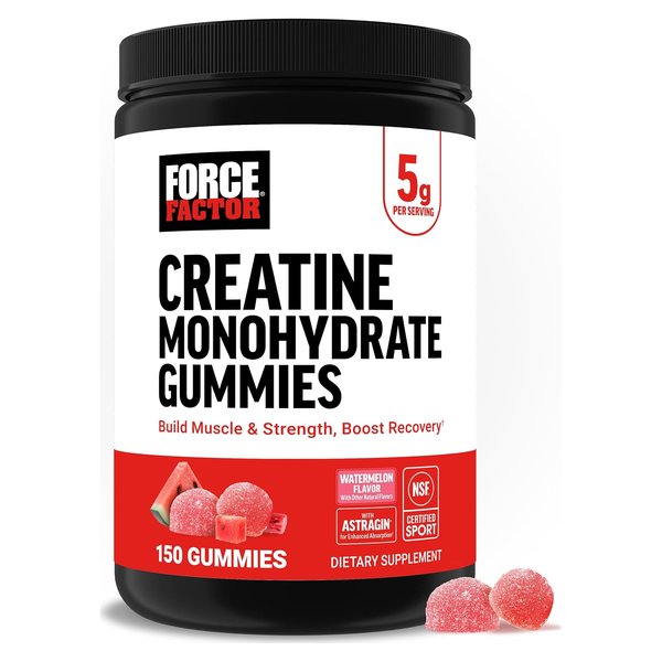 Force Factor Creatine Monohydrate Gummies watermelon 150 count tub