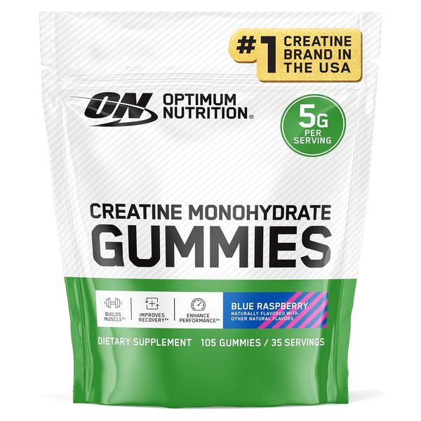 Optimum Nutrition Creatine Monohydrate Gummies blue raspberry 105 count pouch