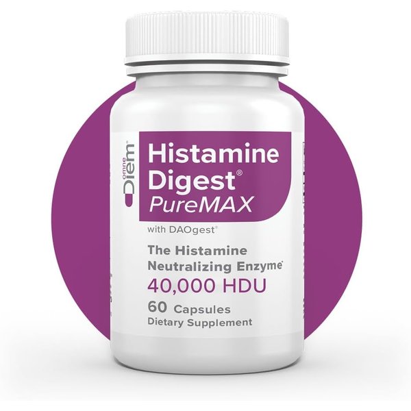 Omne Diem Histamine Digest PureMAX bottle with a purple and white label