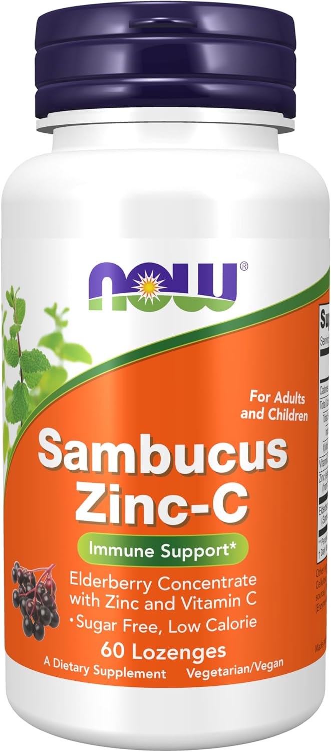 NOW Sambucus Zinc-C lozenges bottle