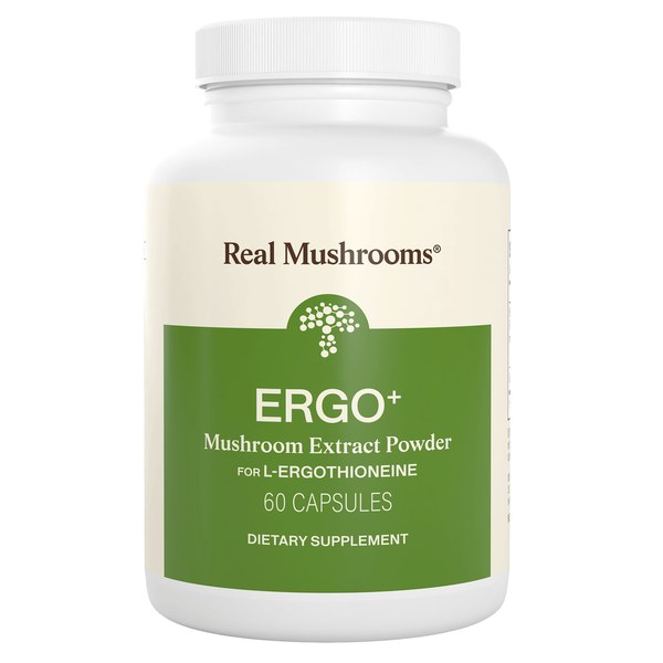 Real Mushrooms Ergo Plus mushroom-derived ergothioneine capsules bottle