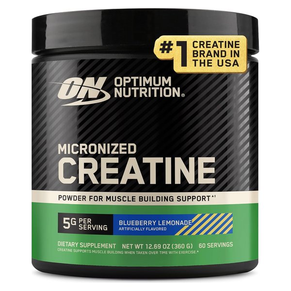 Optimum Nutrition Micronized Creatine Blueberry Lemonade powder tub, 60 servings