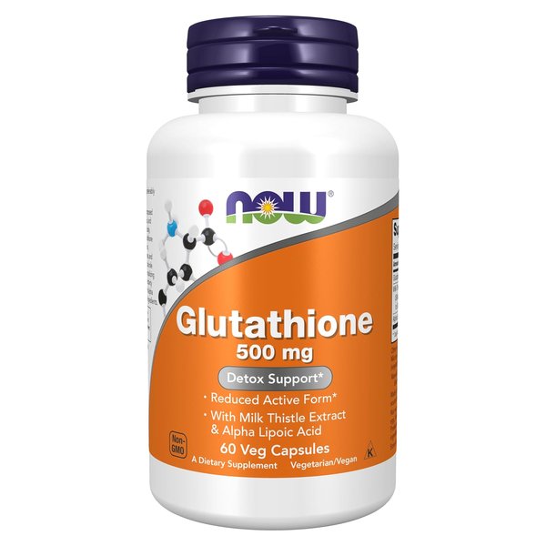 NOW Foods Glutathione 500 mg 60 vegetarian capsule bottle
