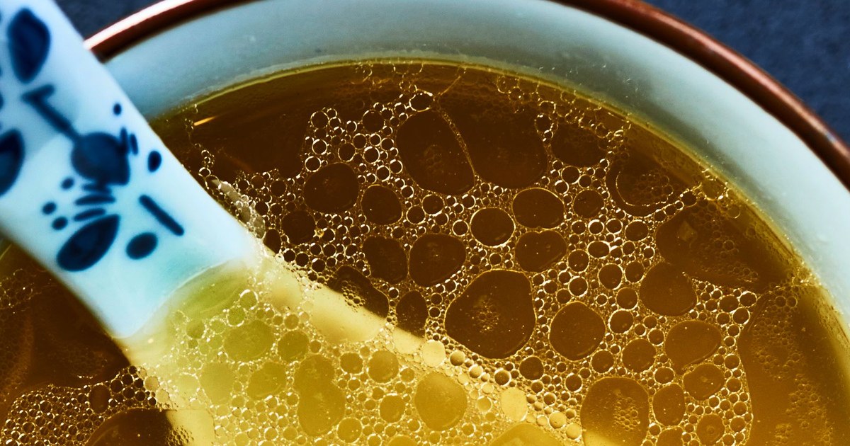 A bowl of bone broth, naturally rich in glycine
