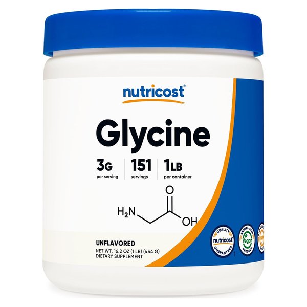 Nutricost Glycine unflavored powder tub, 1 lb
