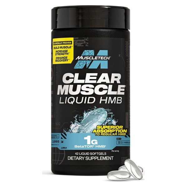 MuscleTech Clear Muscle Liquid HMB 42 softgel bottle