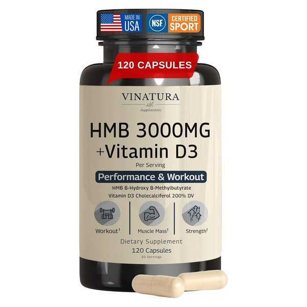 VINATURA HMB 3000 mg plus Vitamin D3 120 capsule bottle