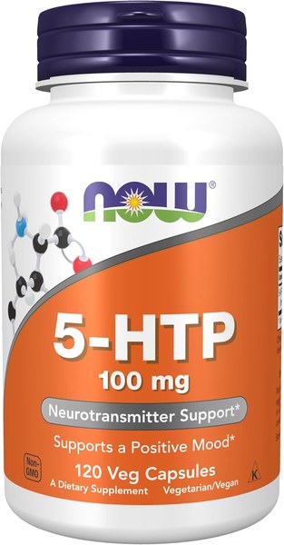 NOW Foods 5-HTP 100 mg veg capsules bottle