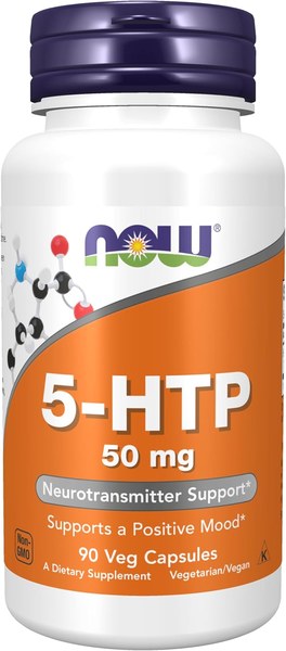 NOW Foods 5-HTP 50 mg veg capsules bottle