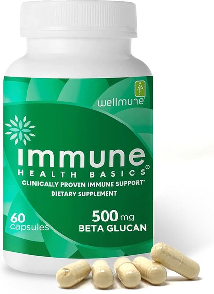 Immune Health Basics Ultra Strength Immunity Wellmune beta glucan 500 mg 60-capsule bottle