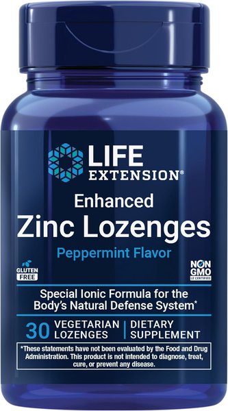 Life Extension Enhanced Zinc Lozenges peppermint 30-lozenge bottle