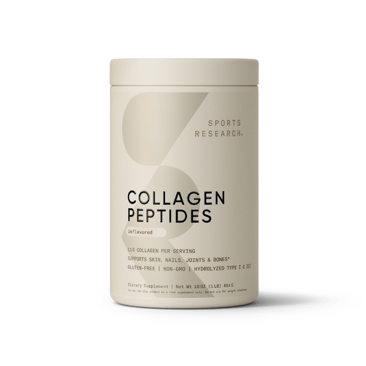 Sports Research Collagen Peptides unflavored, 16 oz tub