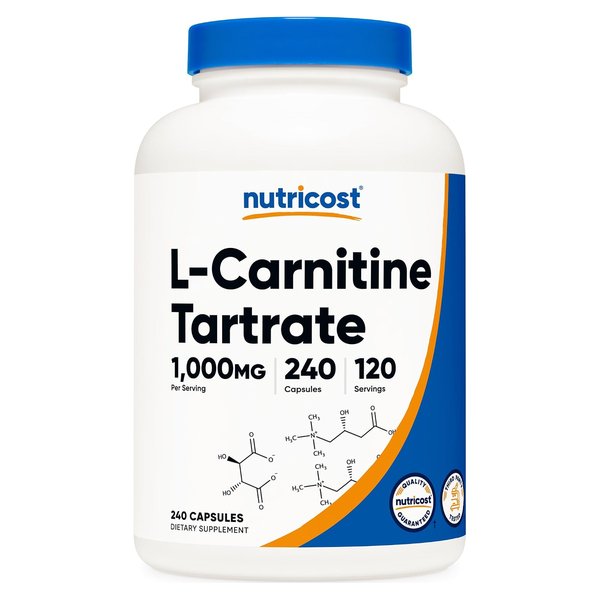 Nutricost L-Carnitine Tartrate 1000 mg 240 capsule bottle