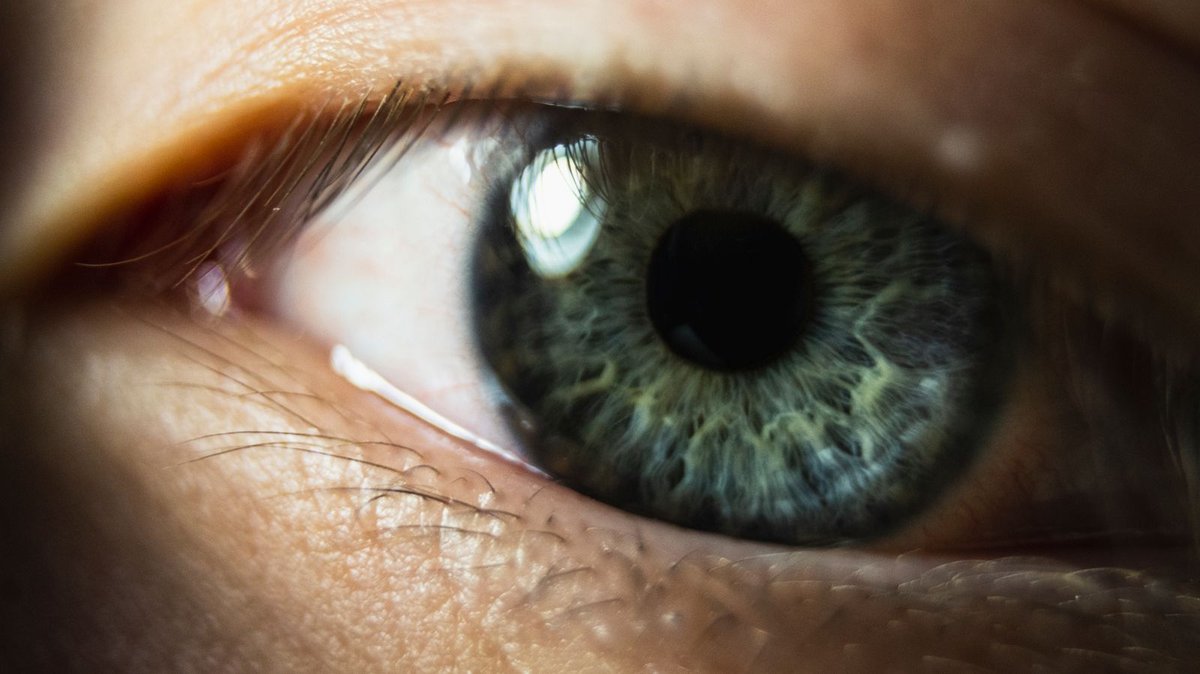 Close-up macro photograph of a green human eye