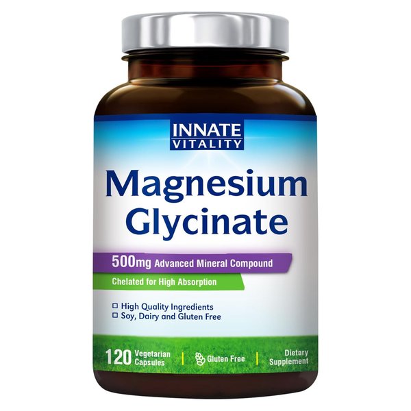 Innate Vitality Magnesium Glycinate 500 mg bottle, 120 vegetarian capsules