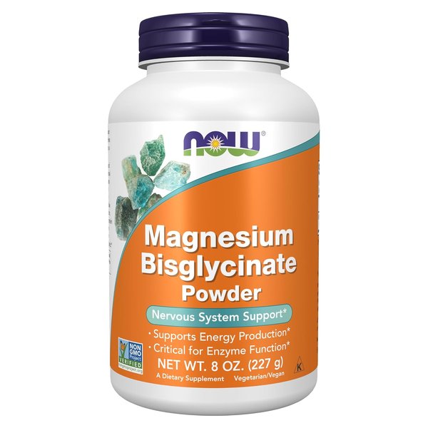 NOW Magnesium Bisglycinate Powder tub, 8 oz