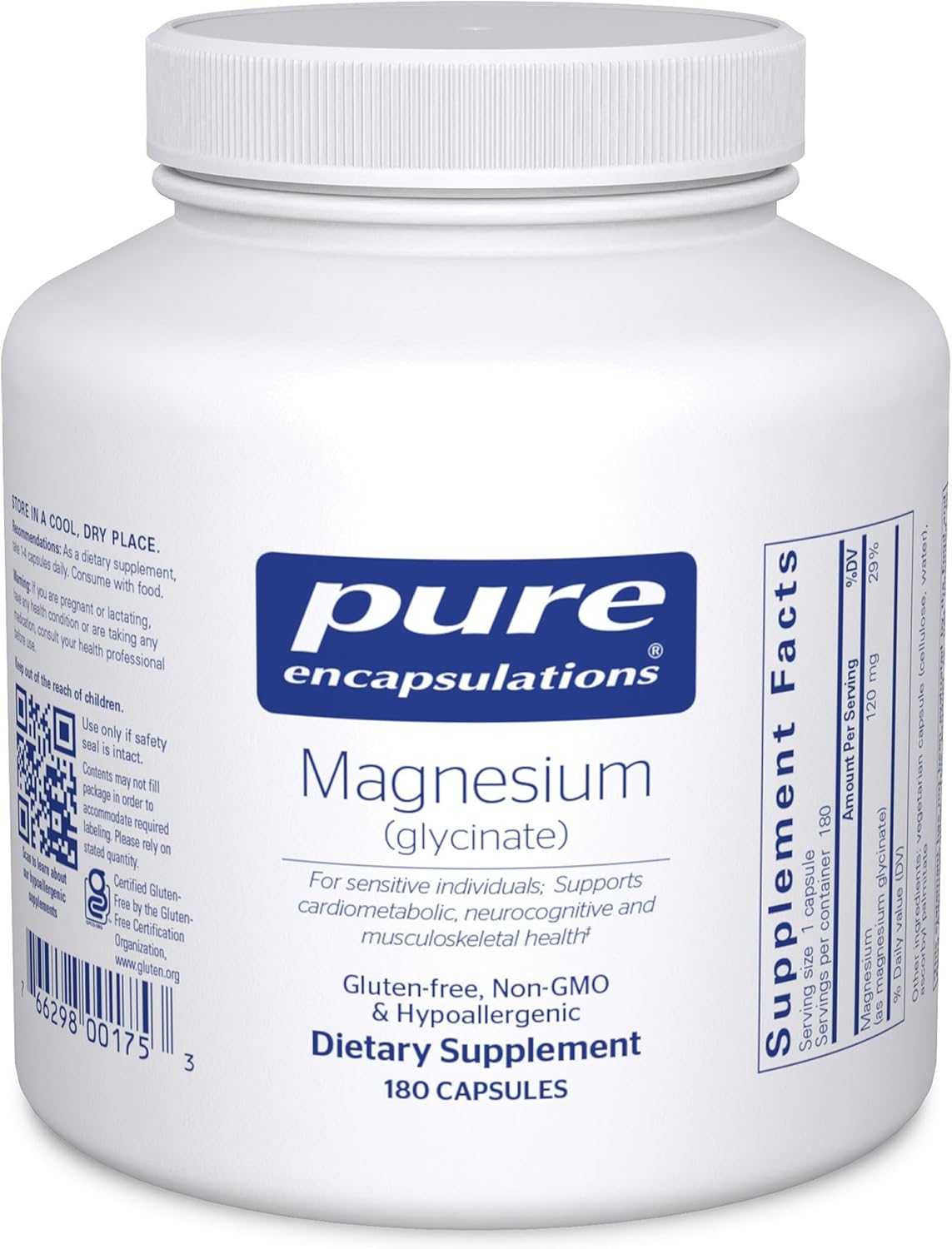 Pure Encapsulations Magnesium Glycinate 180 capsule bottle