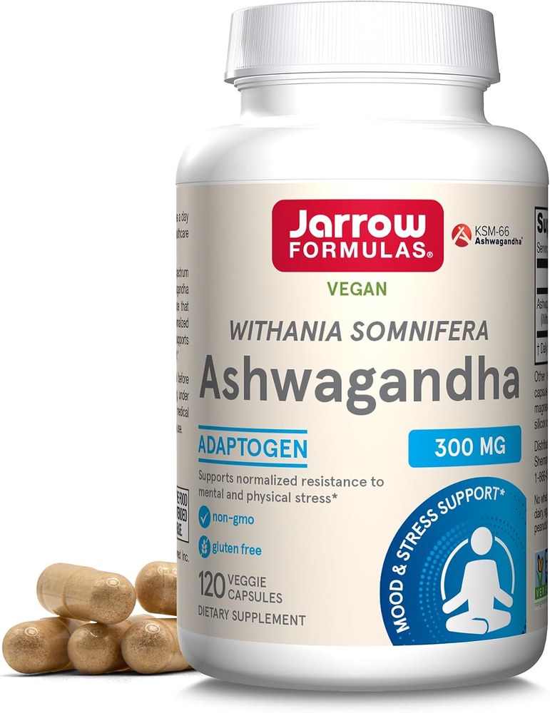 Jarrow Formulas Ashwagandha KSM-66 300 mg capsules bottle