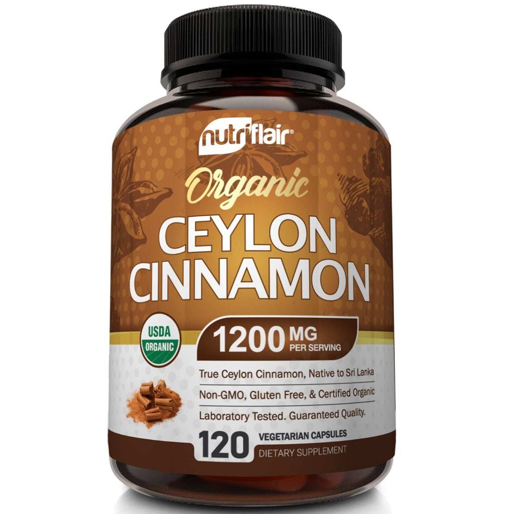 NutriFlair Organic Ceylon Cinnamon 1200 mg, 120 capsules