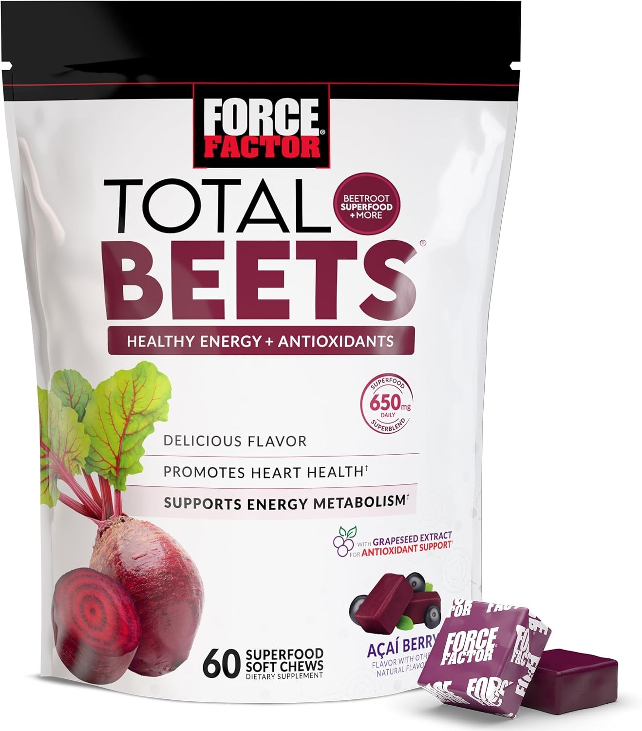 Force Factor Total Beets soft chews pouch