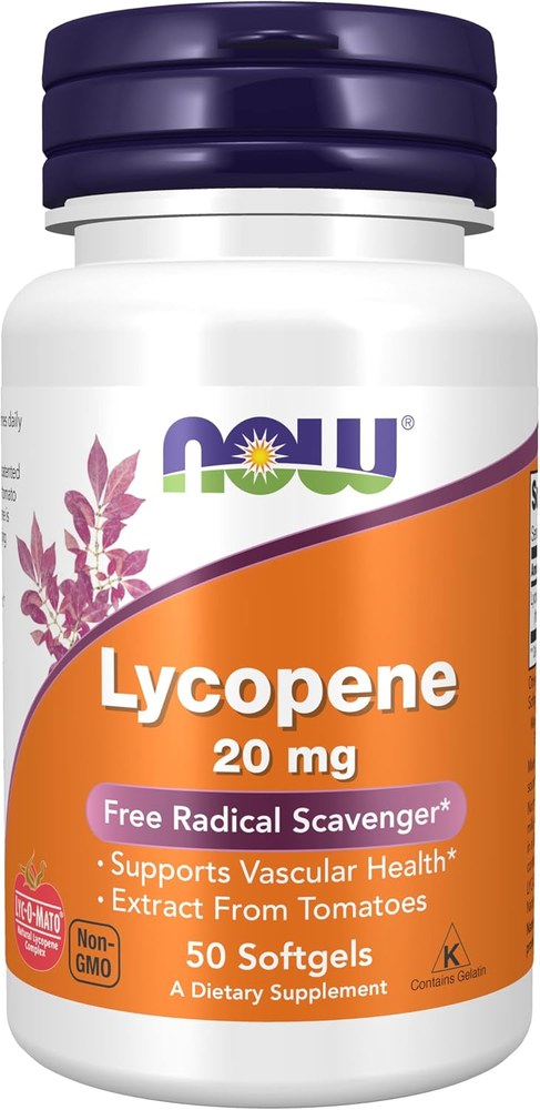 NOW Foods Lycopene 20 mg with tomato extract softgels bottle