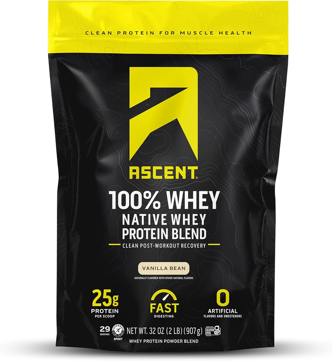 Ascent Native Fuel Whey Protein chocolate tub