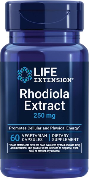 Life Extension Rhodiola Extract 250 mg capsules bottle