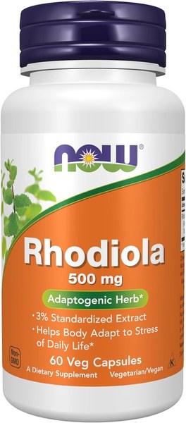 NOW Foods Rhodiola 500 mg veg capsules bottle