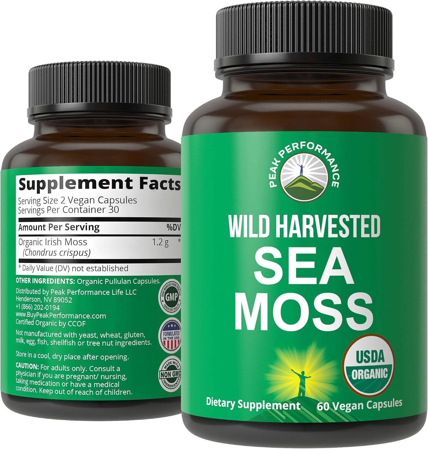 Peak Performance Organic Sea Moss capsules bottle