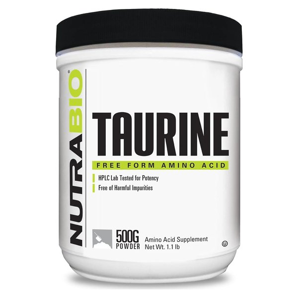 NutraBio Taurine free form amino acid powder tub, 500 g