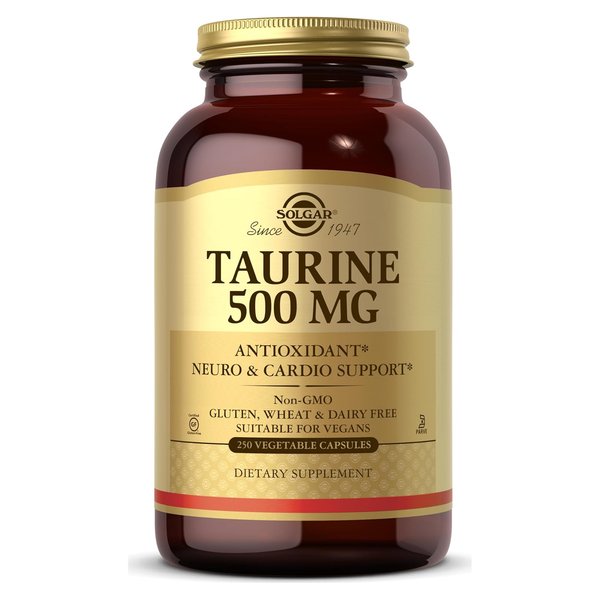 Solgar Taurine 500 mg 250 vegetable capsule bottle
