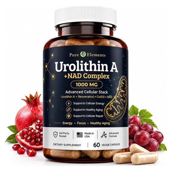 Pure Elements Urolithin A plus NAD Complex 60 capsule bottle