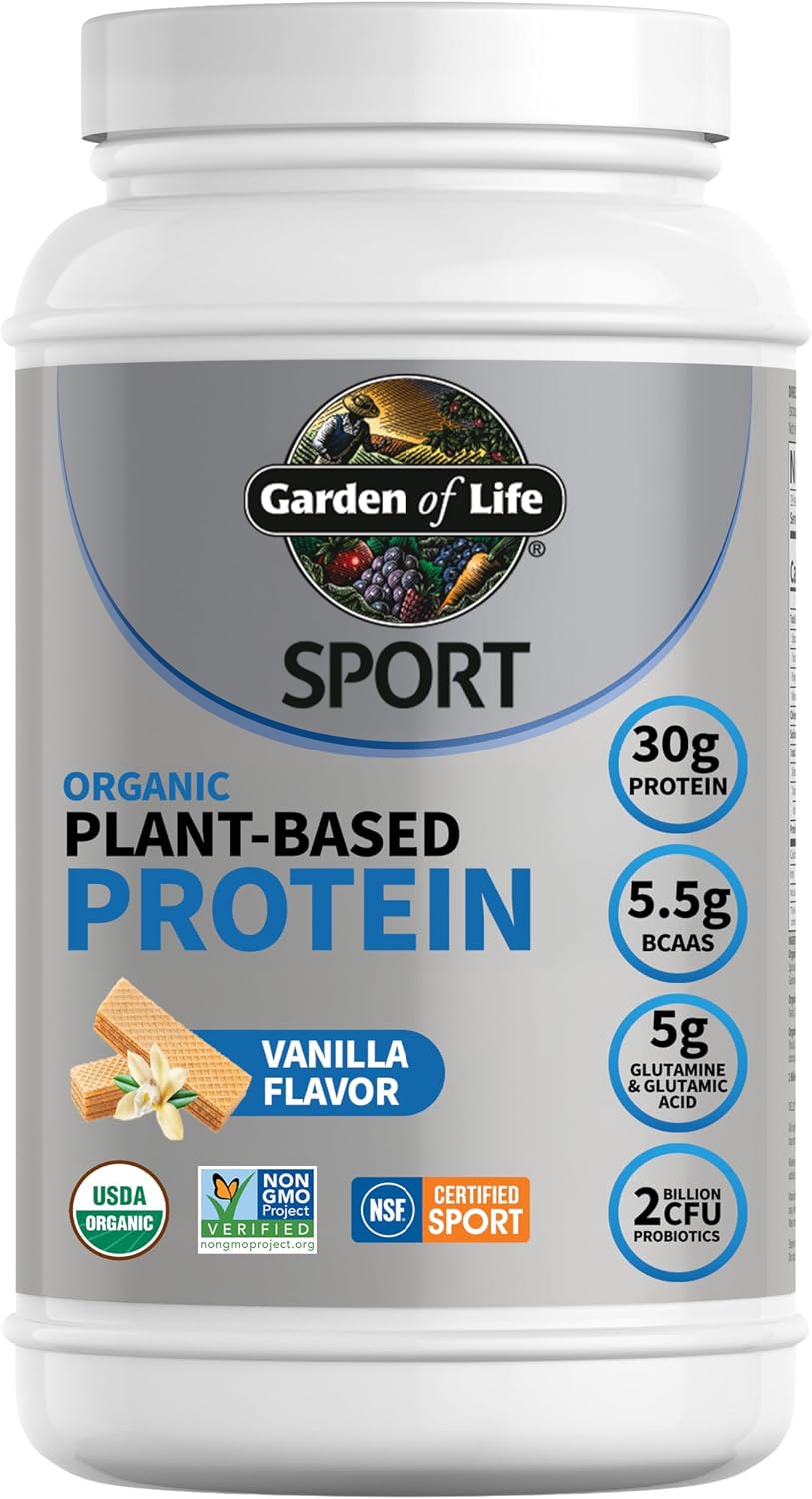 Garden of Life Sport Organic Plant Protein powder tub