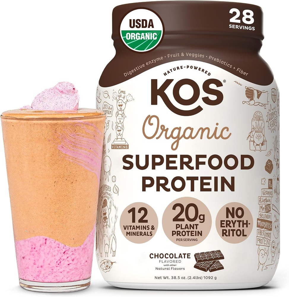 KOS Organic Plant Protein powder tub