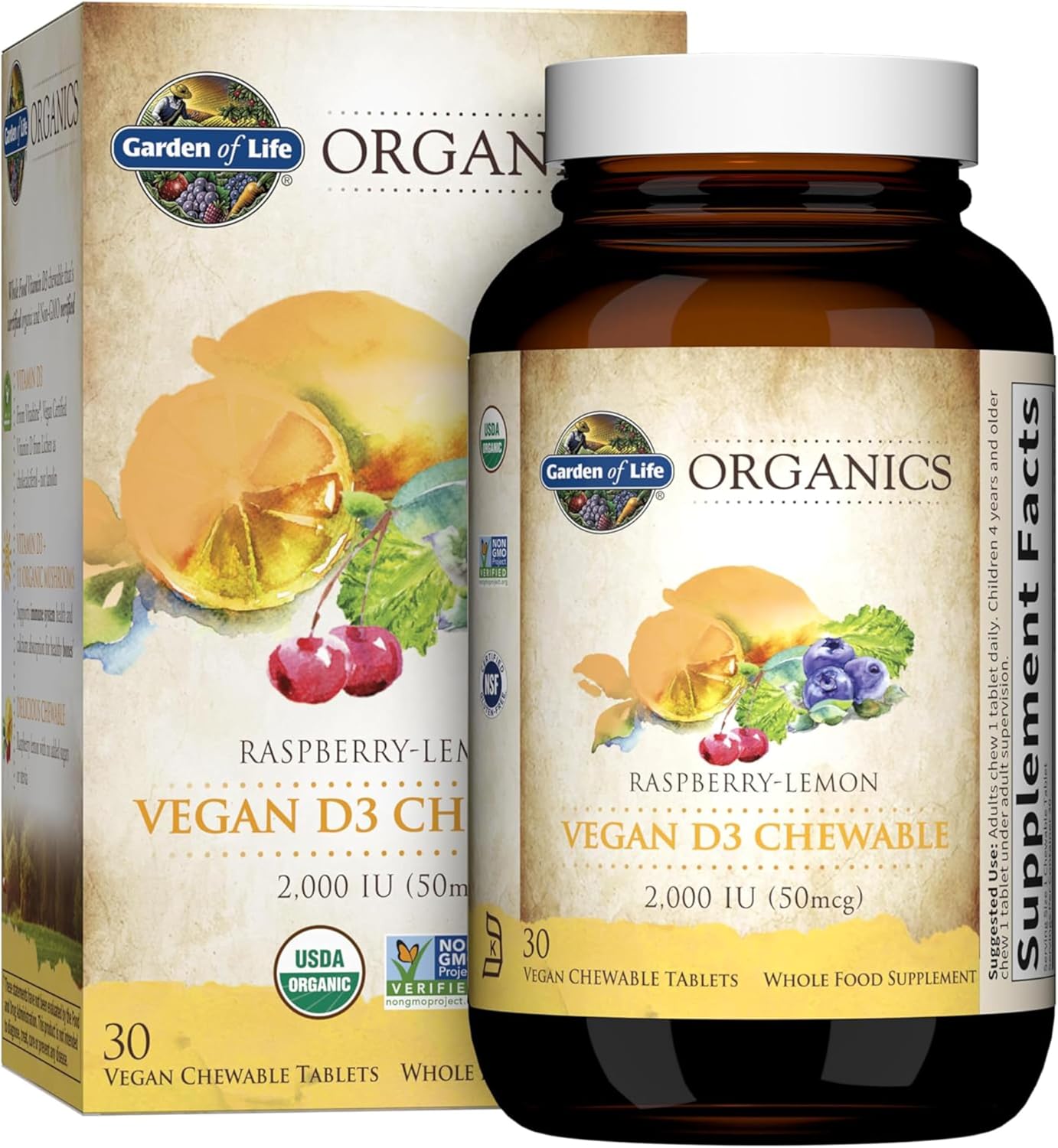 Garden of Life mykind Organics Vegan D3 chewable, 30 tablets