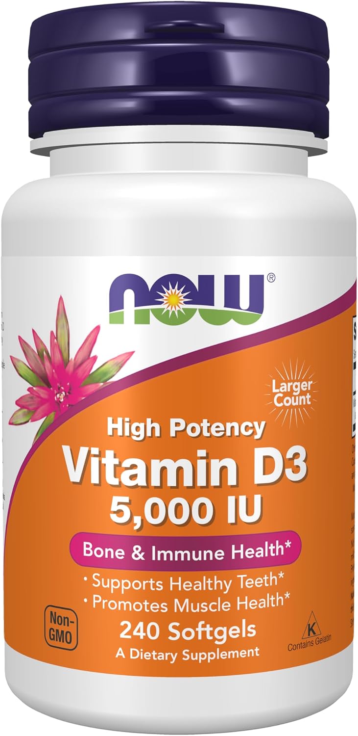 NOW Vitamin D3 5000 IU, 240 softgels