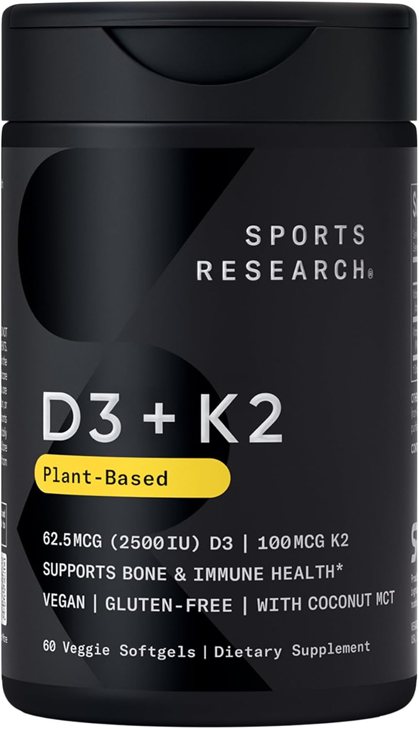 Sports Research Vitamin D3 + K2, 60 veggie softgels