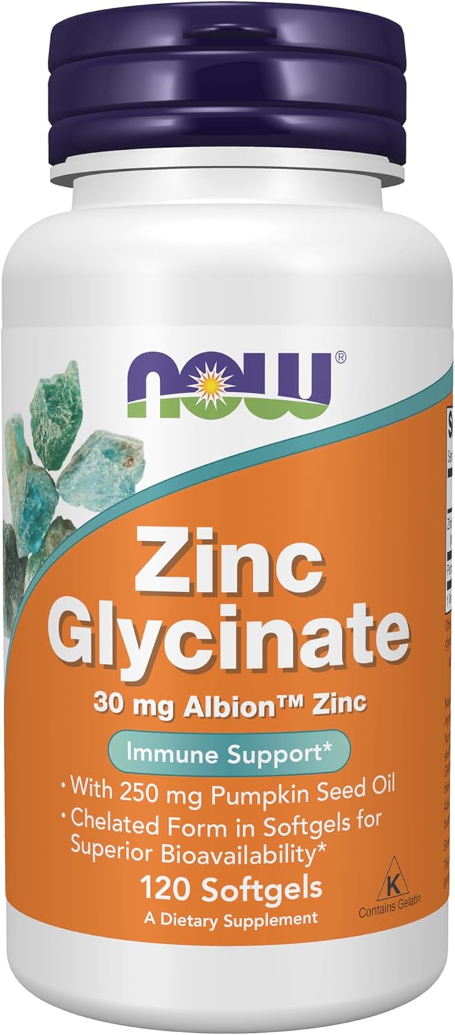 NOW Zinc Glycinate 30 mg, 120 softgels